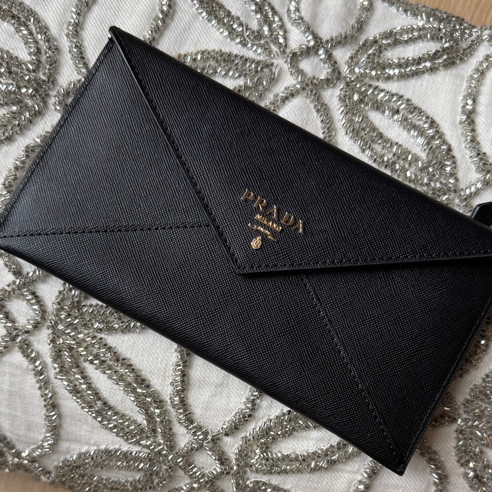 Prada Black Saffiano Leather Clutch